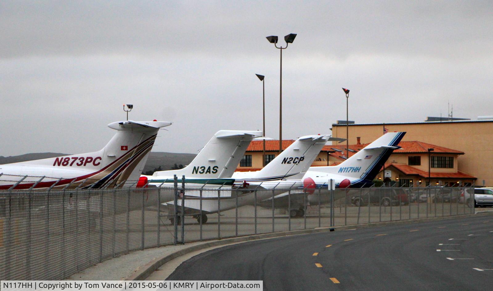 N117HH, 1993 British Aerospace BAe.125-800A C/N 258249, KMRY near Del Monte Aviation FBO ramp - N117HH on the end - will depart later in the day.