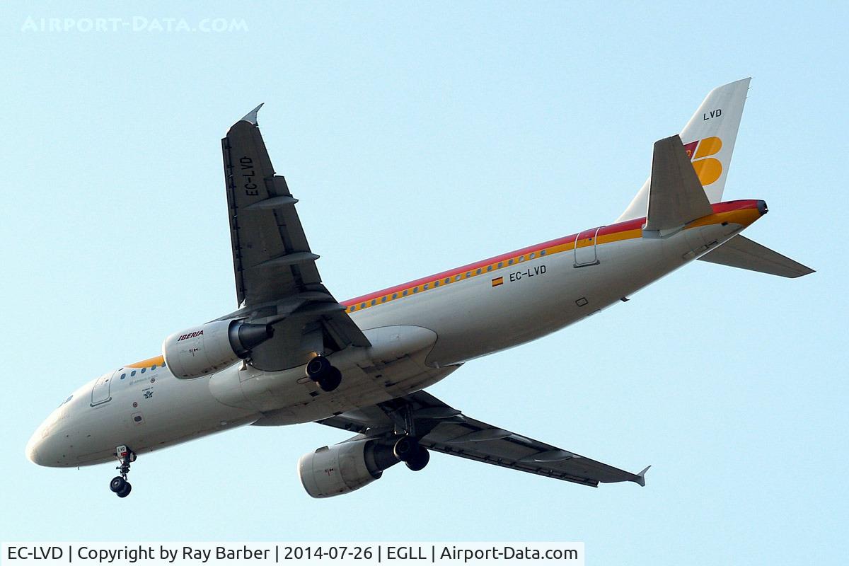 EC-LVD, 2013 Airbus A320-216 C/N 5570, Airbus A320-216 [5570] (Iberia) Home~G 26/07/2014. On approach 27R.