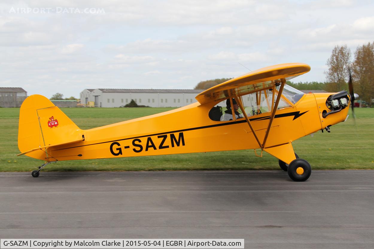 G-SAZM, 1946 Piper J3C-65 Cub Cub C/N 18584, Piper J3C-65 at The Real Aeroplane Club's Auster Fly-In, Breighton Airfield May 4th 2015.