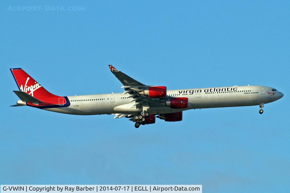 G-VWIN, 2006 Airbus A340-642 C/N 736, Airbus A340-642 [736] (Virgin Atlantic) Home~G 17/07/2014. On approach 27L.