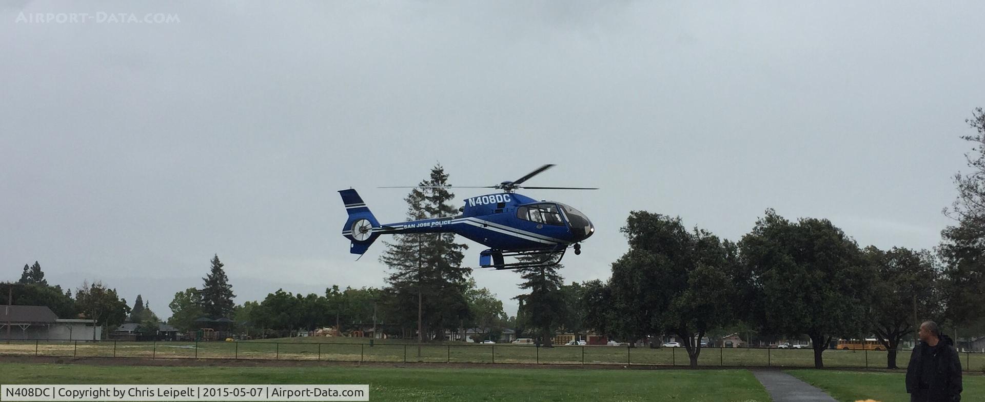 N408DC, 2000 Eurocopter EC-120B Colibri C/N 1151, The San Jose Poliece Departnent's Eurocopter 120B landing at K R Smith Elementary School (This was arranged for career day).