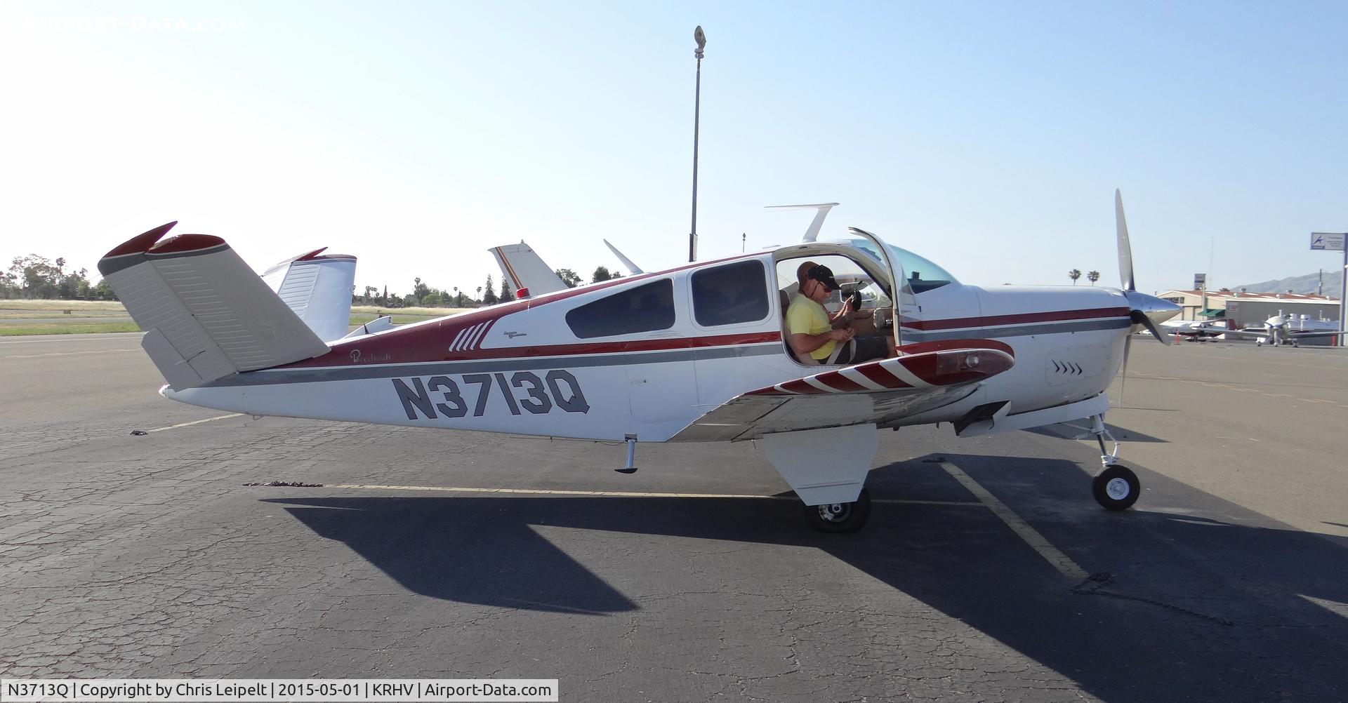 N3713Q, 1966 Beech V35 Bonanza C/N D-8370, A transient 1966 Beechcraft Bonanza V35 getting ready to depart at Reid Hillview Airport.