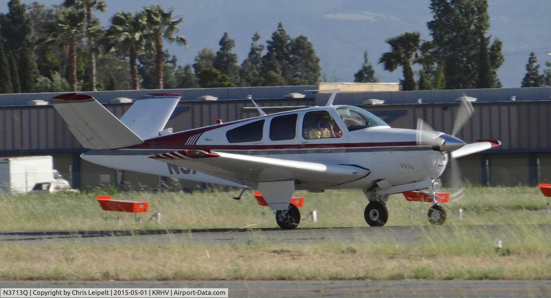 N3713Q, 1966 Beech V35 Bonanza C/N D-8370, A transient 1966 Beechcraft Bonanza V35 departing on runway 31R.