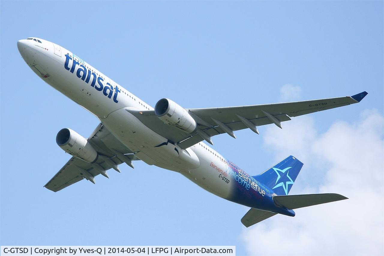 C-GTSD, 2001 Airbus A330-343X C/N 407, Air Transat Airbus A330-343X, Take off rwy 27L, Roissy Charles De Gaulle airport (LFPG-CDG)