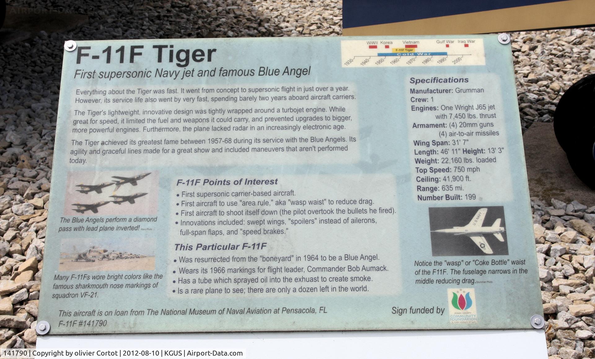 141790, Grumman F11F-1 Tiger C/N 107, data plate and plane history