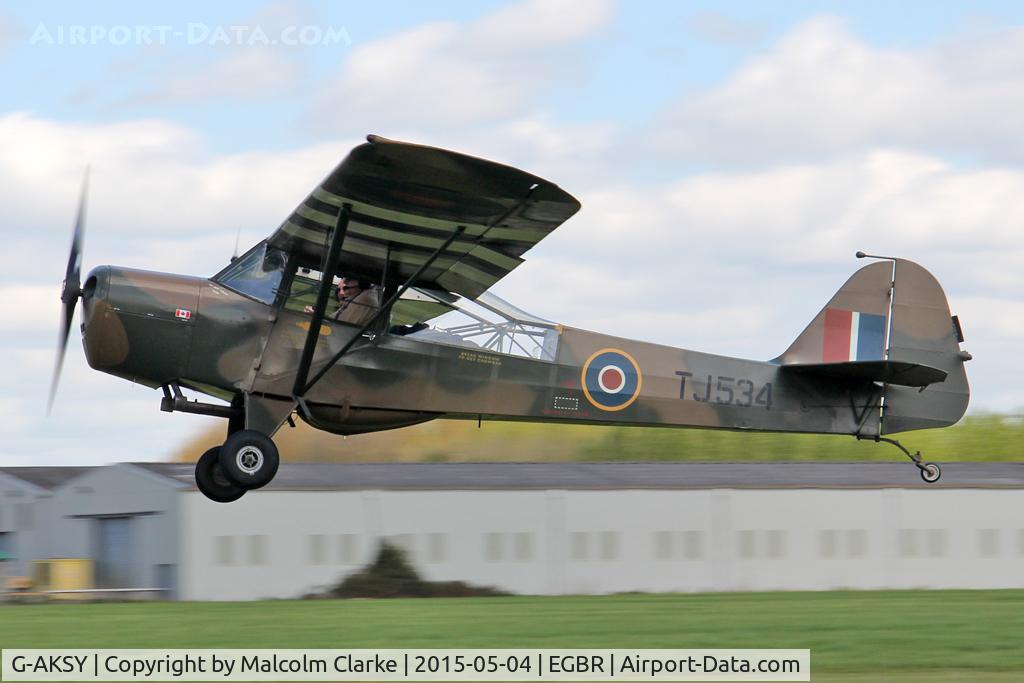 G-AKSY, 1944 Taylorcraft J Auster 5 C/N 1567, Taylorcraft J Auster 5 at The Real Aeroplane Club's Auster Fly-In, Breighton Airfield, May 4th 2015.