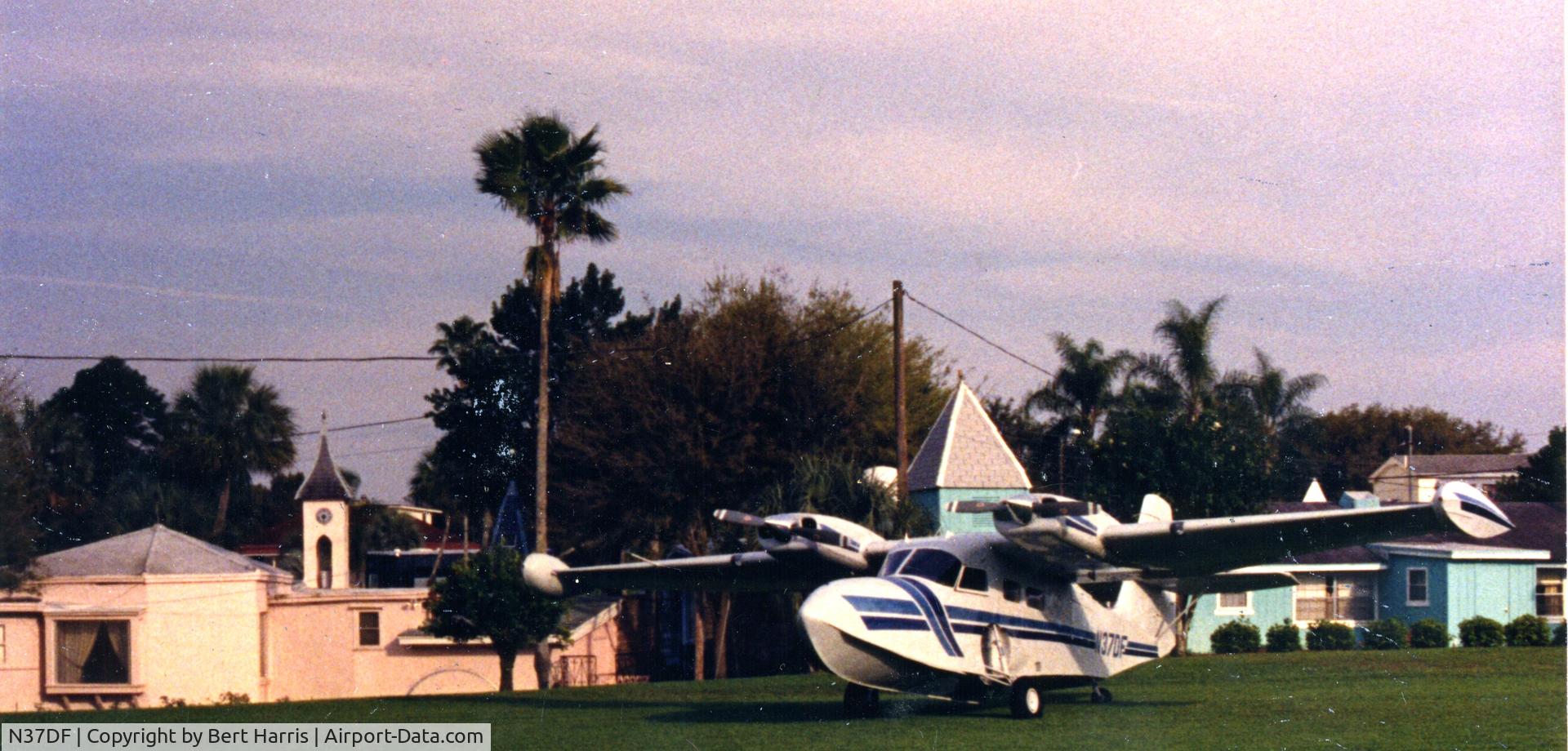 N37DF, 1941 Grumman G-44A Super Widgeon C/N 1215, At Chalet Suzanne near Orlando. 2600 FT grass runway. Best supper in central Florida.