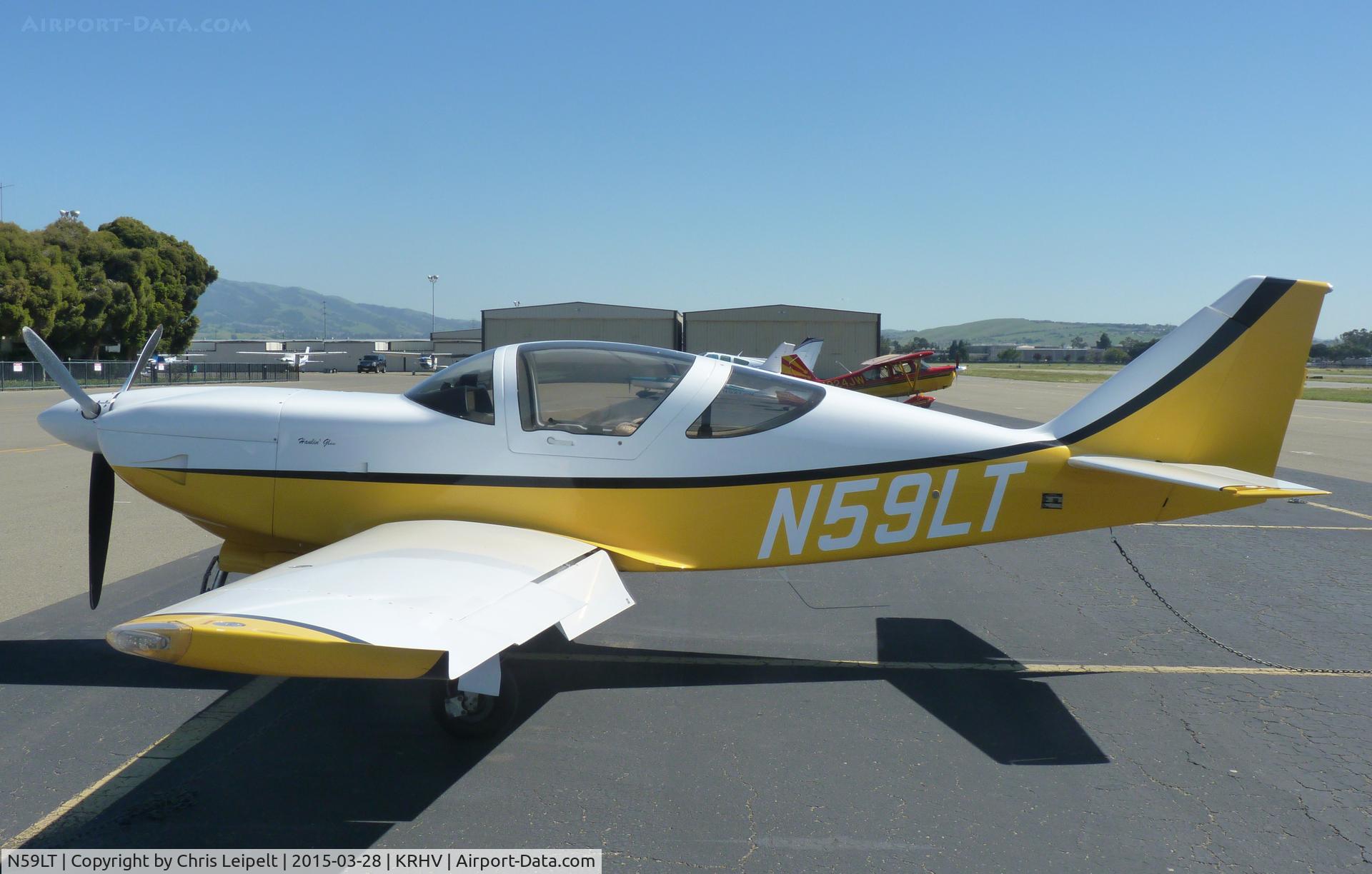 N59LT, Stoddard-Hamilton Glasair II RG C/N 2044, A bright yellow Tague Larry B IIRG visiting Reid Hillview Airport, San Jose, CA.