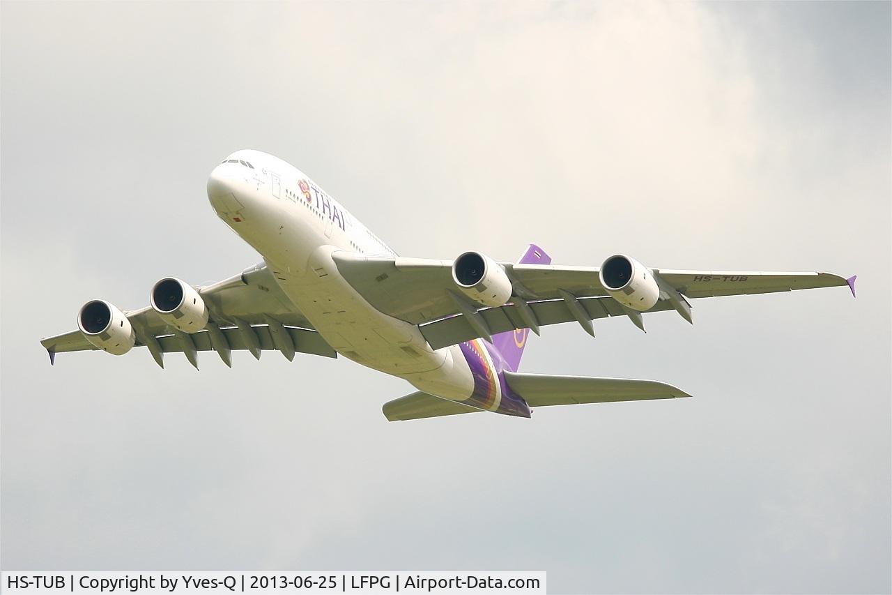 HS-TUB, 2012 Airbus A380-841 C/N 093, Airbus A380-841, Take off rwy 27L, Roissy Charles De Gaulle airport (LFPG-CDG)