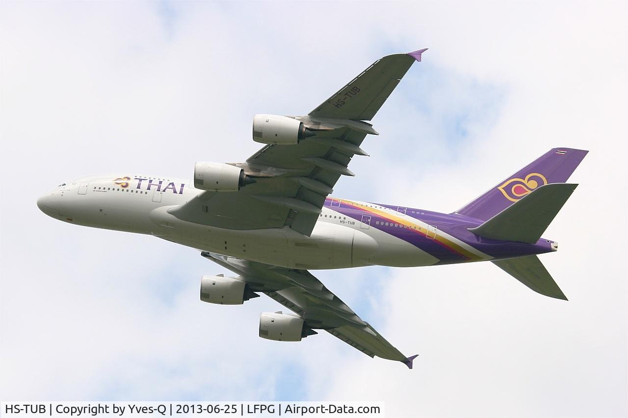 HS-TUB, 2012 Airbus A380-841 C/N 093, Airbus A380-841, Take off rwy 27L, Roissy Charles De Gaulle airport (LFPG-CDG)