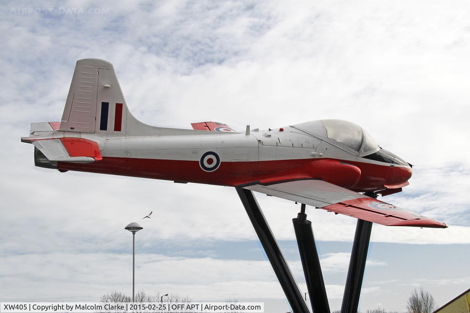 XW405, 1971 BAC 84 Jet Provost T.5A C/N EEP/JP/1027, BAC 84 Jet Provost T.5A now displayed at Hartlepool College campus. February 25th 2015. See http://www.hartlepoolfe.ac.uk/collegesaircrafttakesskies/