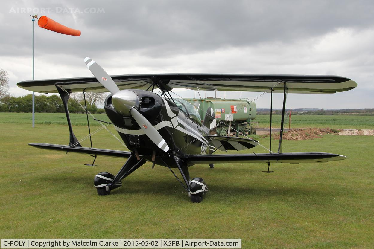 G-FOLY, 1980 Aerotek Pitts S-2A Special C/N 2213, Aerotek Pitts S-2A during a refueling stop. Fishburn Airfield, UK May 2nd 2015