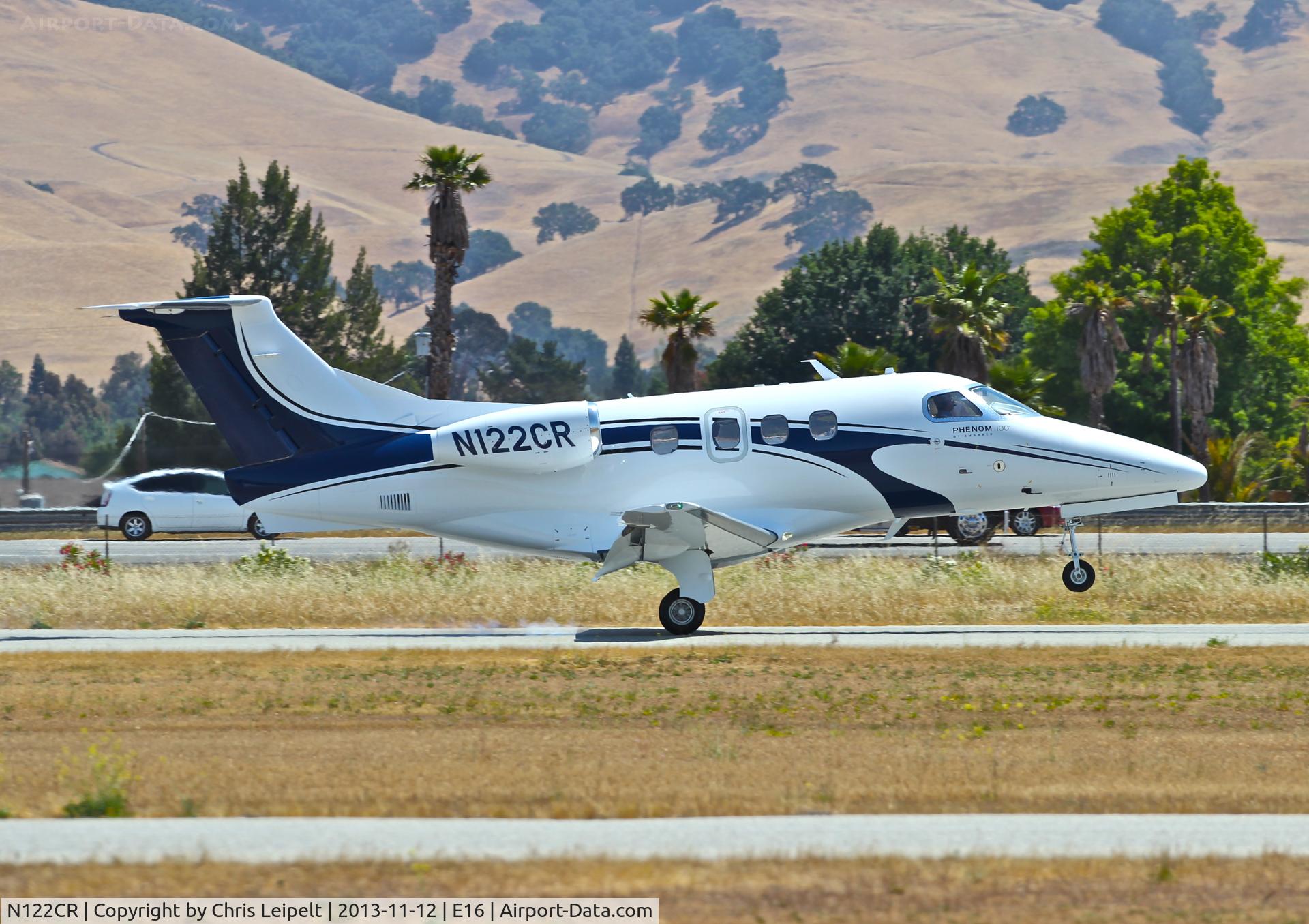 N122CR, 2013 Embraer EMB-500 Phenom 100 C/N 50000315, A local 2013 Embraer Phenom 100 just touching down at South County Airport. Photo taken by Owen Leipelt.