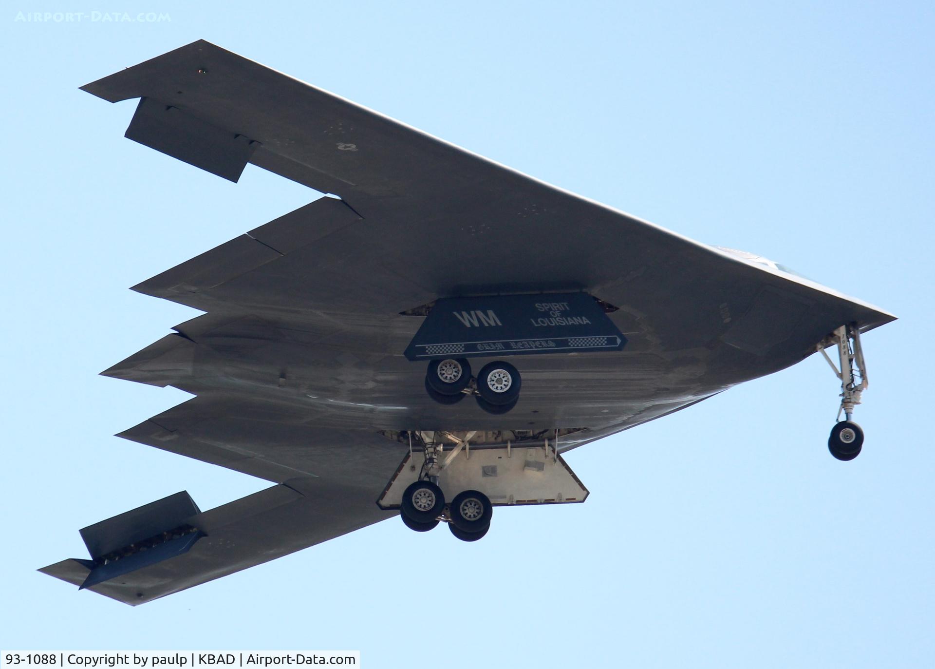 93-1088, 1993 Northrop Grumman B-2A Spirit C/N 1021/AV-21, Making a pass over Barksdale Air Force Base. The 