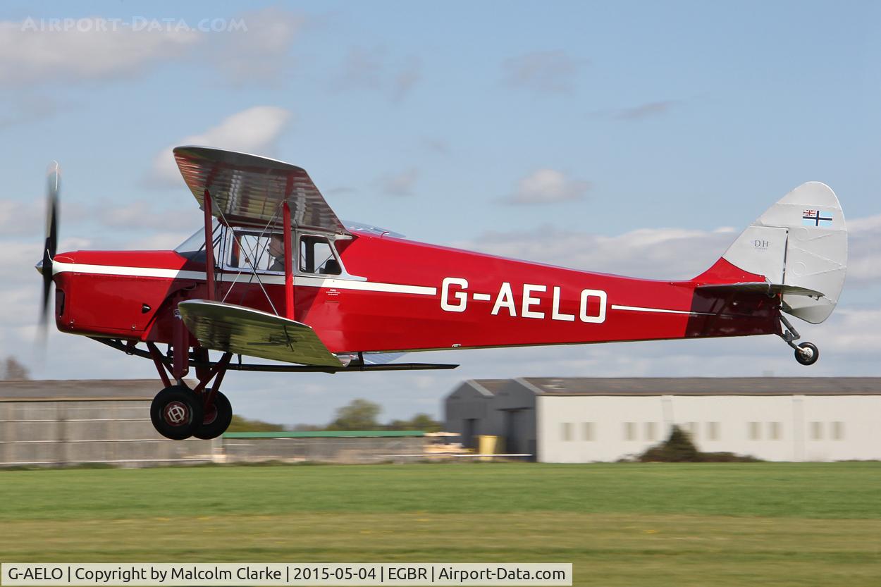G-AELO, 1936 De Havilland DH.87B Hornet Moth C/N 8105, De Havilland DH-87B Hornet Moth at The Real Aeroplane Club's Auster Fly-In, Breighton Airfield, May 4th 2015.