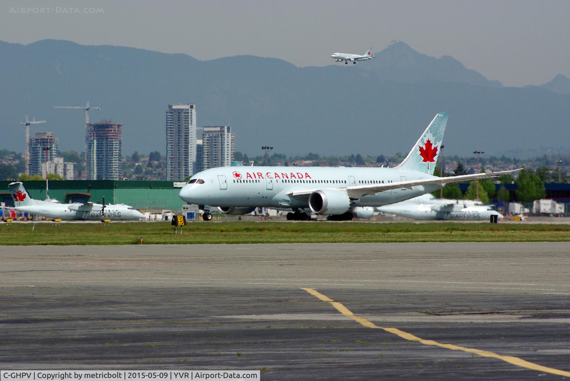 C-GHPV, 2014 Boeing 787-8 Dreamliner C/N 35260, Three of a kind:DHC-8, A320 and B787.C-GHPV flt AC3 to Narita.