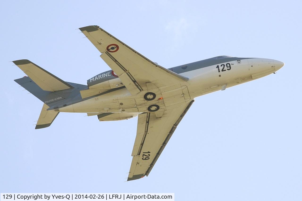 129, 1978 Dassault Falcon 10MER C/N 129, Dassault Falcon 10MER, Take off rwy 26,  Landivisiau Naval Air Base (LFRJ)