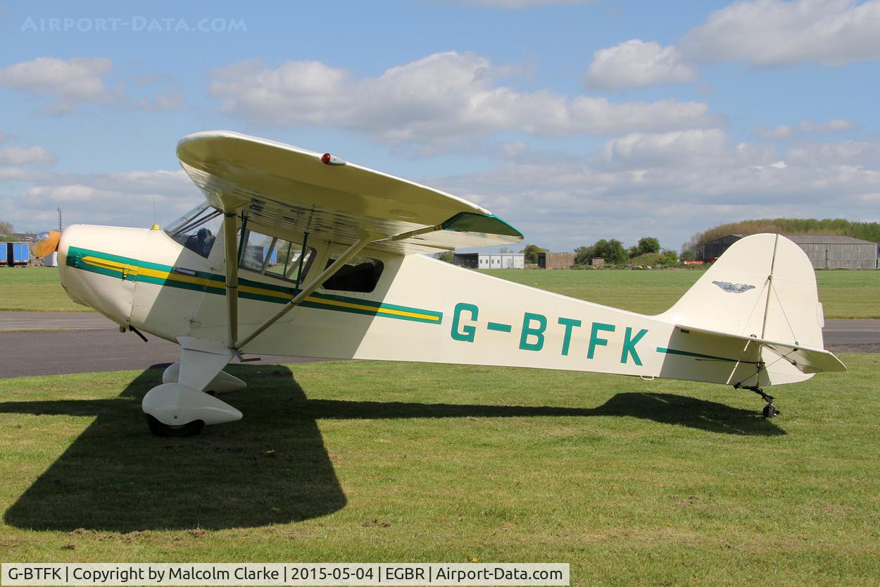 G-BTFK, 1947 Taylorcraft BC-12D Twosome C/N 10540, Taylorcraft BC-12D Twosome at The Real Aeroplane Club's Auster Fly-In, Breighton Airfield, May 4th 2015.