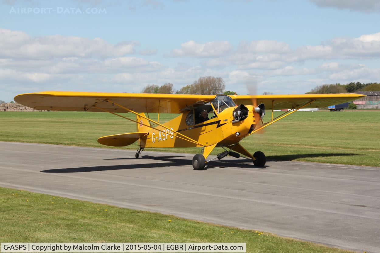 G-ASPS, 1947 Piper J3C-90 Cub C/N 22809, Piper J3C-90 at The Real Aeroplane Club's Auster Fly-In, Breighton Airfield, May 4th 2015.