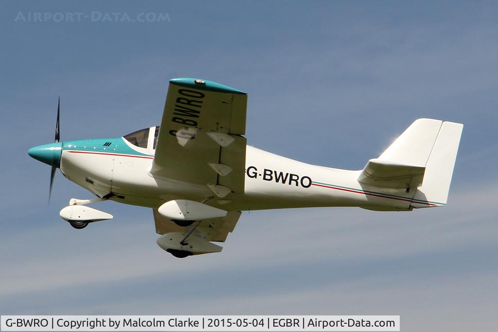 G-BWRO, 1997 Europa Tri-Gear C/N PFA 247-12849, Europa departing The Real Aeroplane Club's Auster Fly-In, Breighton Airfield, May 4th 2015.