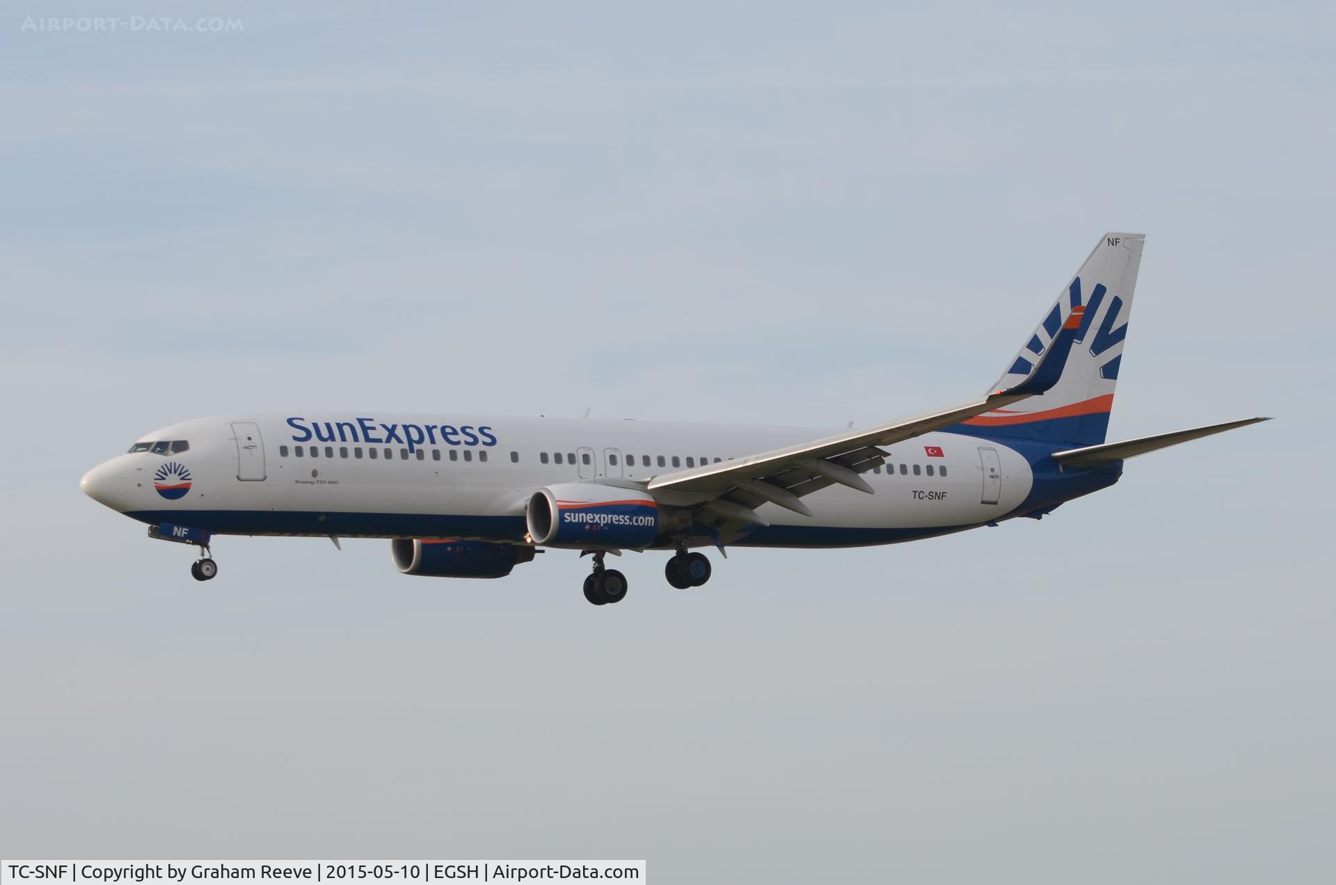TC-SNF, 2008 Boeing 737-8HC C/N 36529, Landing at Norwich.