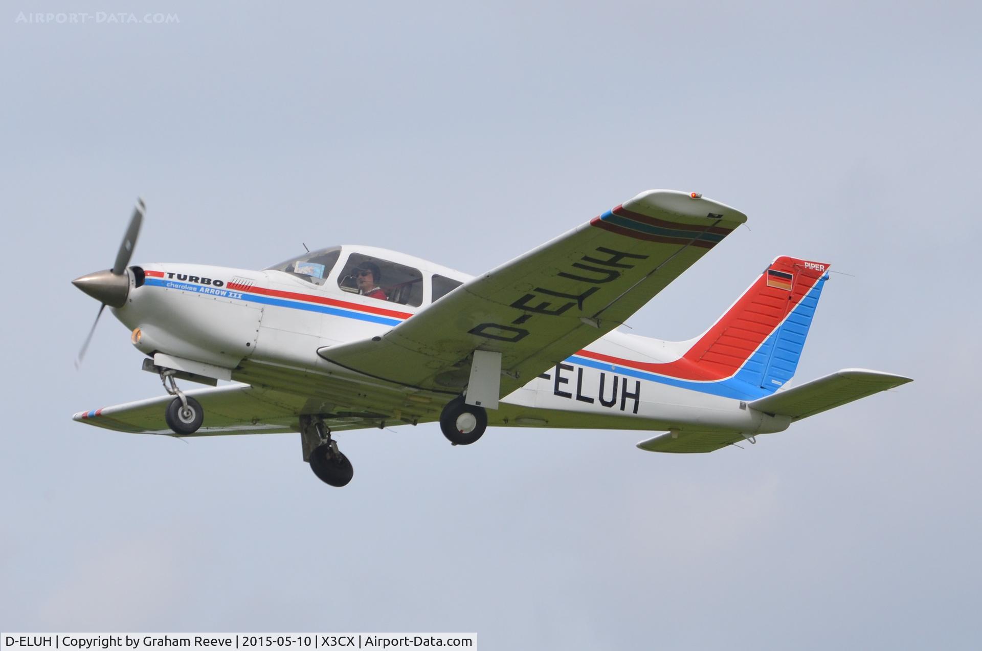 D-ELUH, 1977 Piper PA-28R-201T Turbo Cherokee Arrow III Cherokee Arrow III C/N 28R-7703324, Departing from Northrepps.