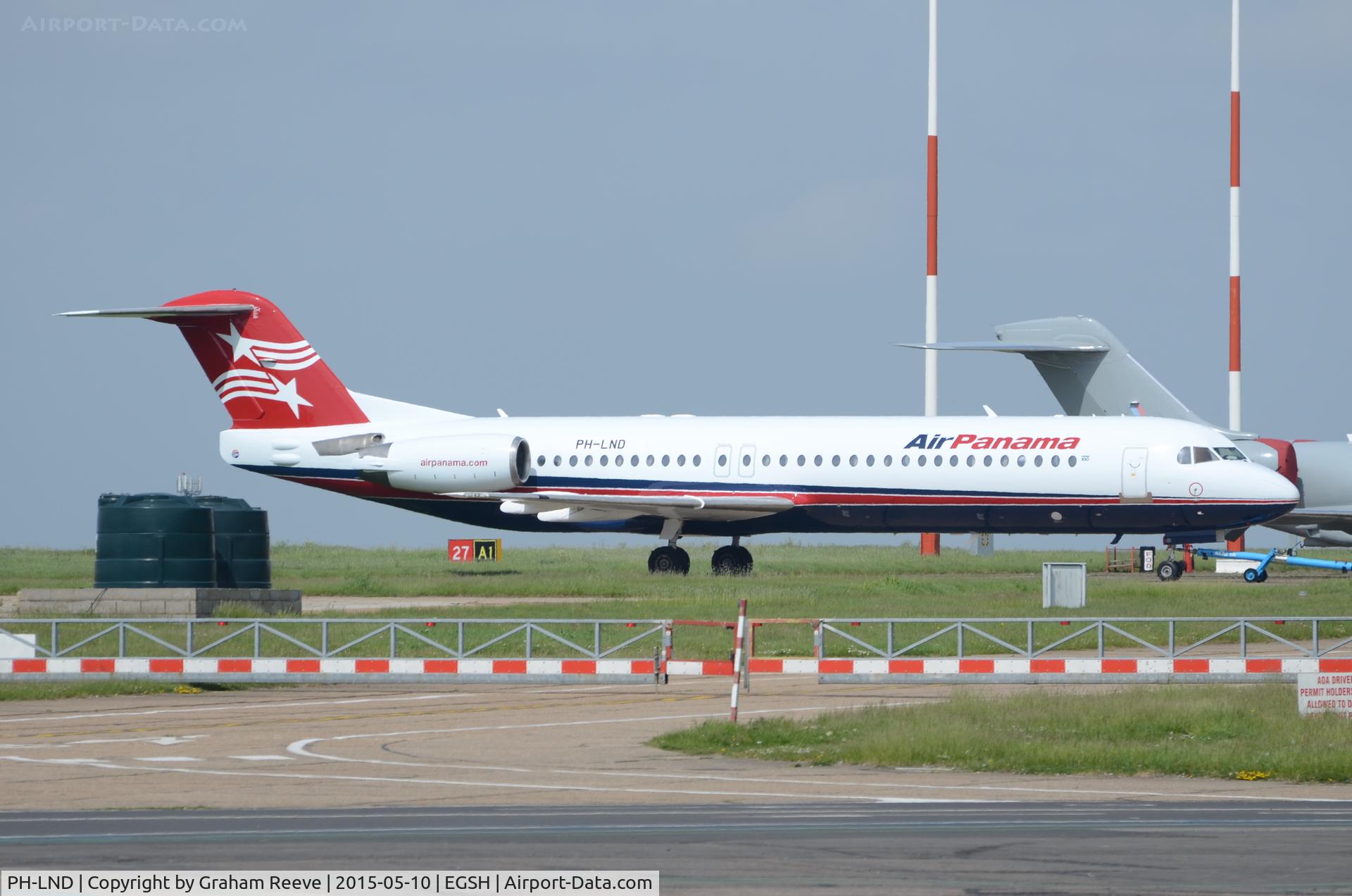 PH-LND, 1990 Fokker 100 (F-28-0100) C/N 11320, Parked at Norwich.