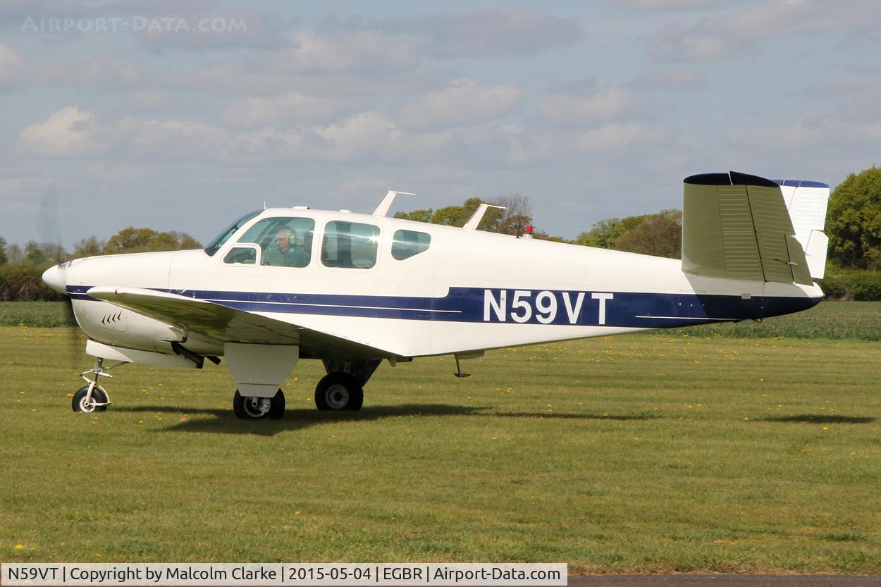 N59VT, 1959 Beech K35 Bonanza C/N D-5897, Beech K35 Bonanza at The Real Aeroplane Club's Auster Fly-In, Breighton Airfield, May 4th 2015.