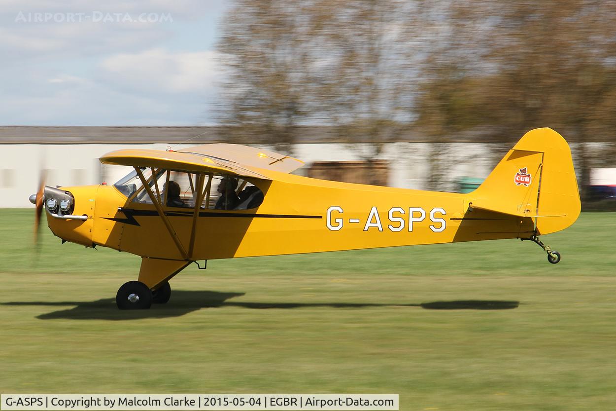 G-ASPS, 1947 Piper J3C-90 Cub C/N 22809, Piper J3C-90 at The Real Aeroplane Club's Auster Fly-In, Breighton Airfield, May 4th 2015.