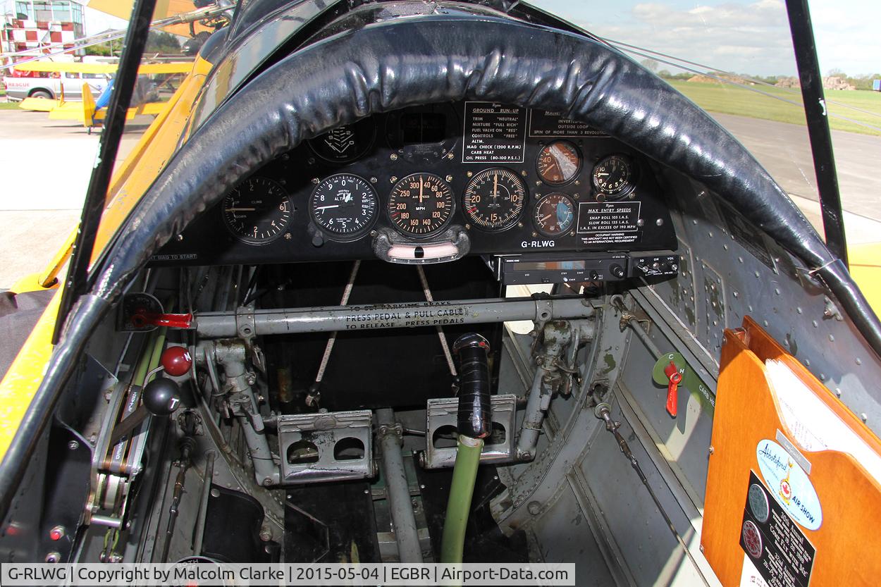 G-RLWG, 1942 Ryan PT-22 Recruit (ST3KR) C/N 1716, The rear cockpit of Ryan PT-22 Recruit (ST3KR) at The Real Aeroplane Club's Auster Fly-In, Breighton Airfield, May 4th 2015.