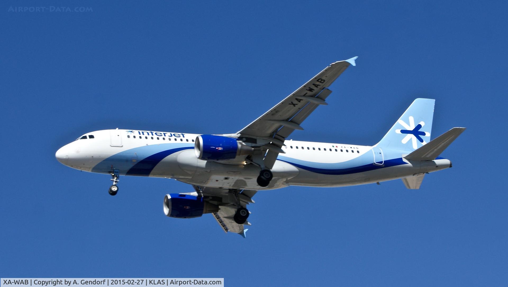 XA-WAB, 2012 Airbus A320-214 C/N 5358, Interjet, is here landing at Las Vegas Int'l(KLAS)