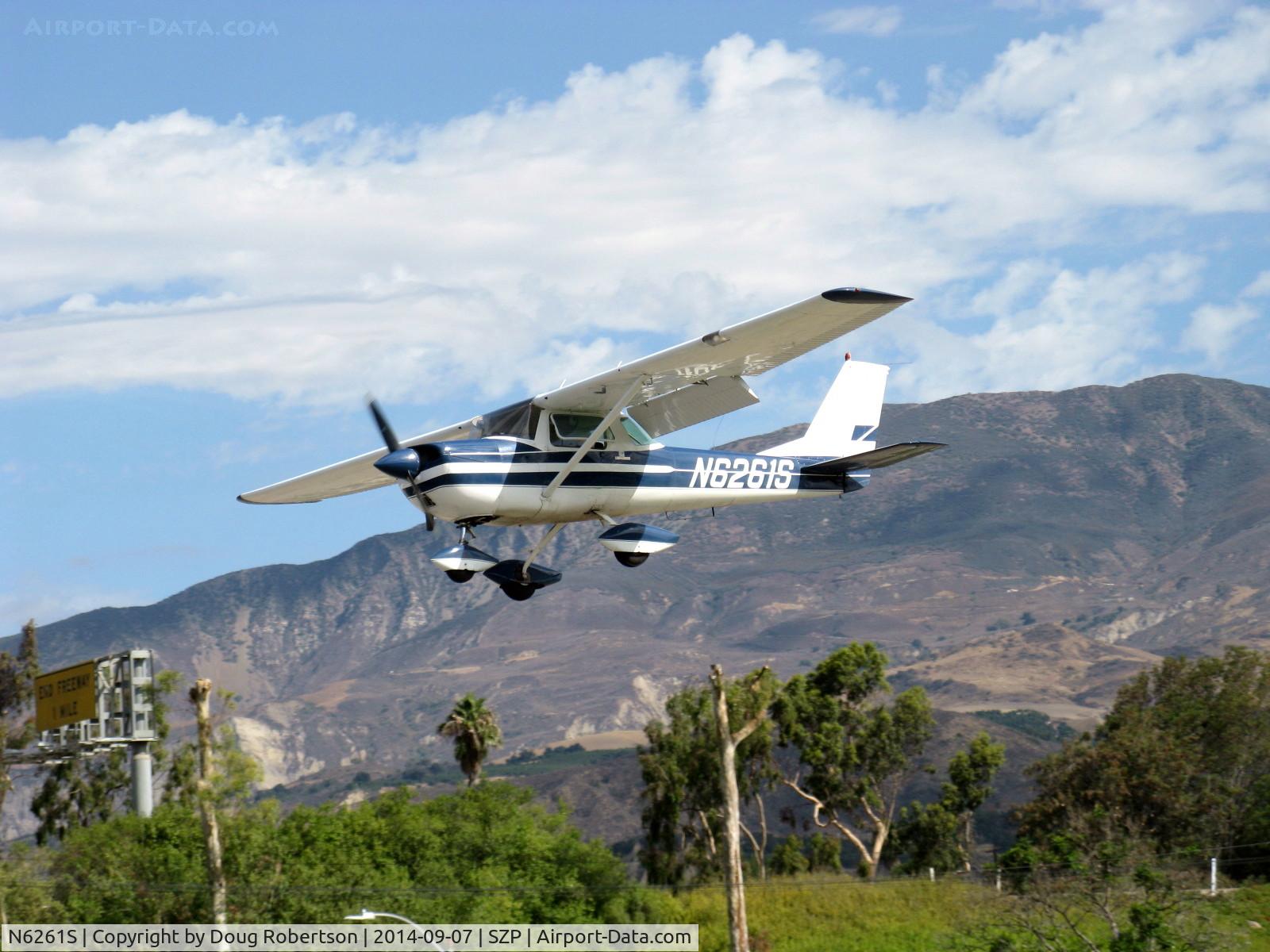 N6261S, 1967 Cessna 150G C/N 15067061, 1967 Cessna 150G, Continental O-200 100 Hp, on final Rwy 22 with full flaps