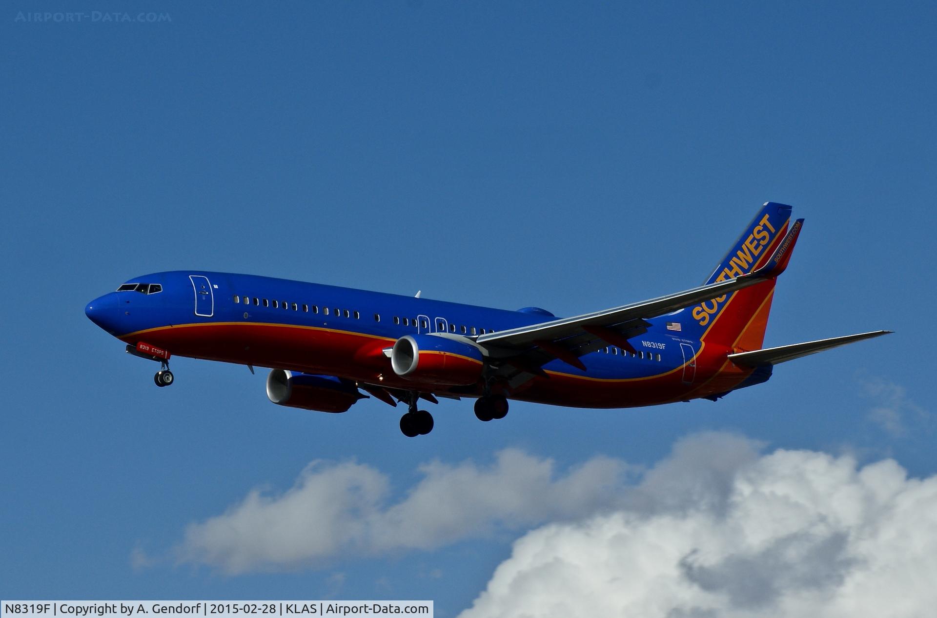 N8319F, 2012 Boeing 737-8H4 C/N 36994, Southwest Airlines, is here on short finals at Las Vegas Int'l(KLAS)