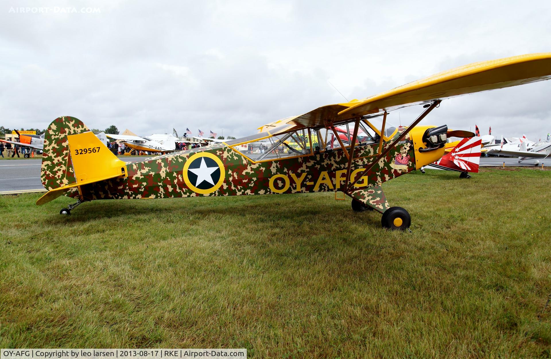 OY-AFG, 1943 Piper L-4H Grasshopper (J3C-65D) C/N 10858, Roskilde Air Show 17.8.13