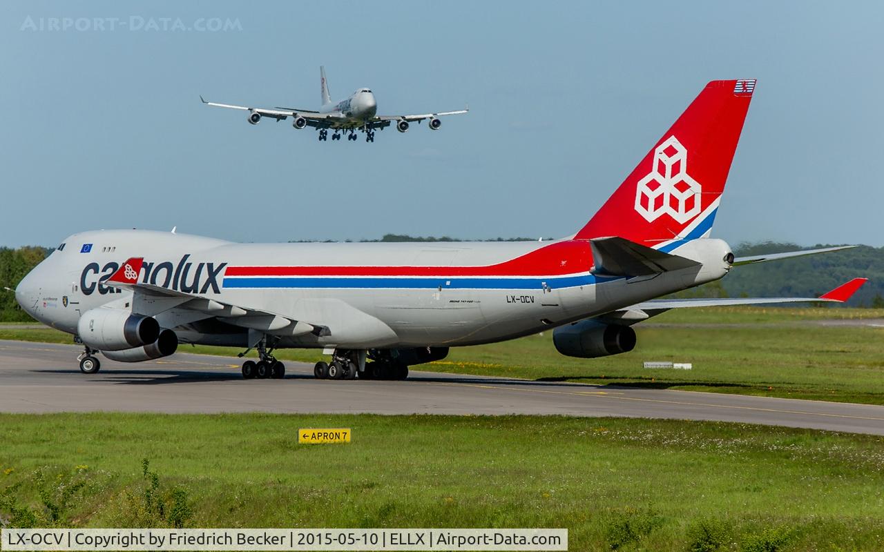 LX-OCV, 1999 Boeing 747-4R7F/SCD C/N 29731, Jumbo action at LUX