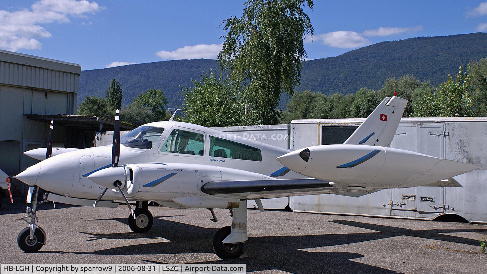 HB-LGH, 1970 Cessna 310Q C/N 310Q-0051, Pausing beside maintenance hangar. HB-registered 1971-12-02 until 2008-06-18