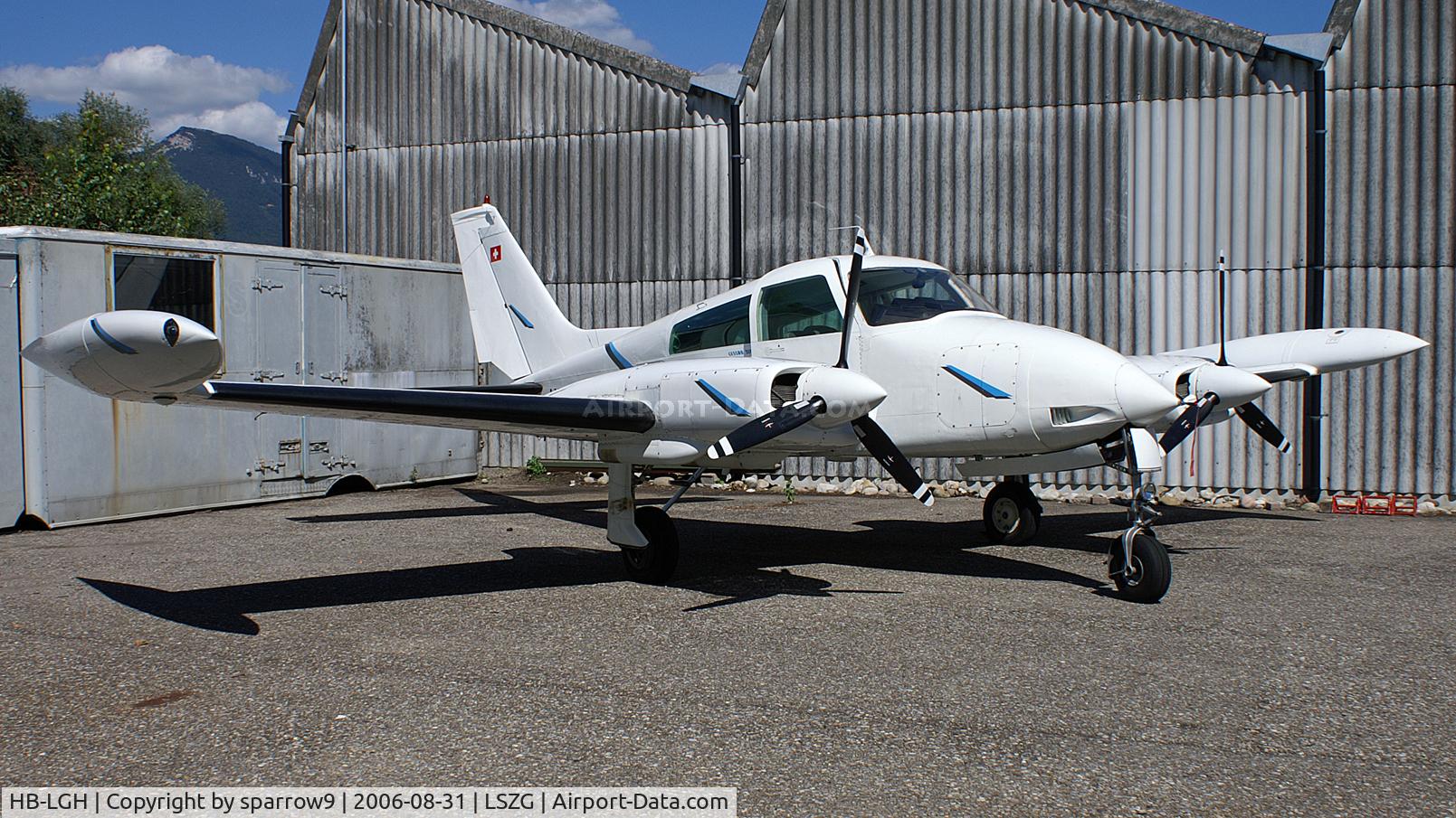 HB-LGH, 1970 Cessna 310Q C/N 310Q-0051, Pausing beside maintenance hangar. HB-registered 1971-12-02 until 2008-06-18
