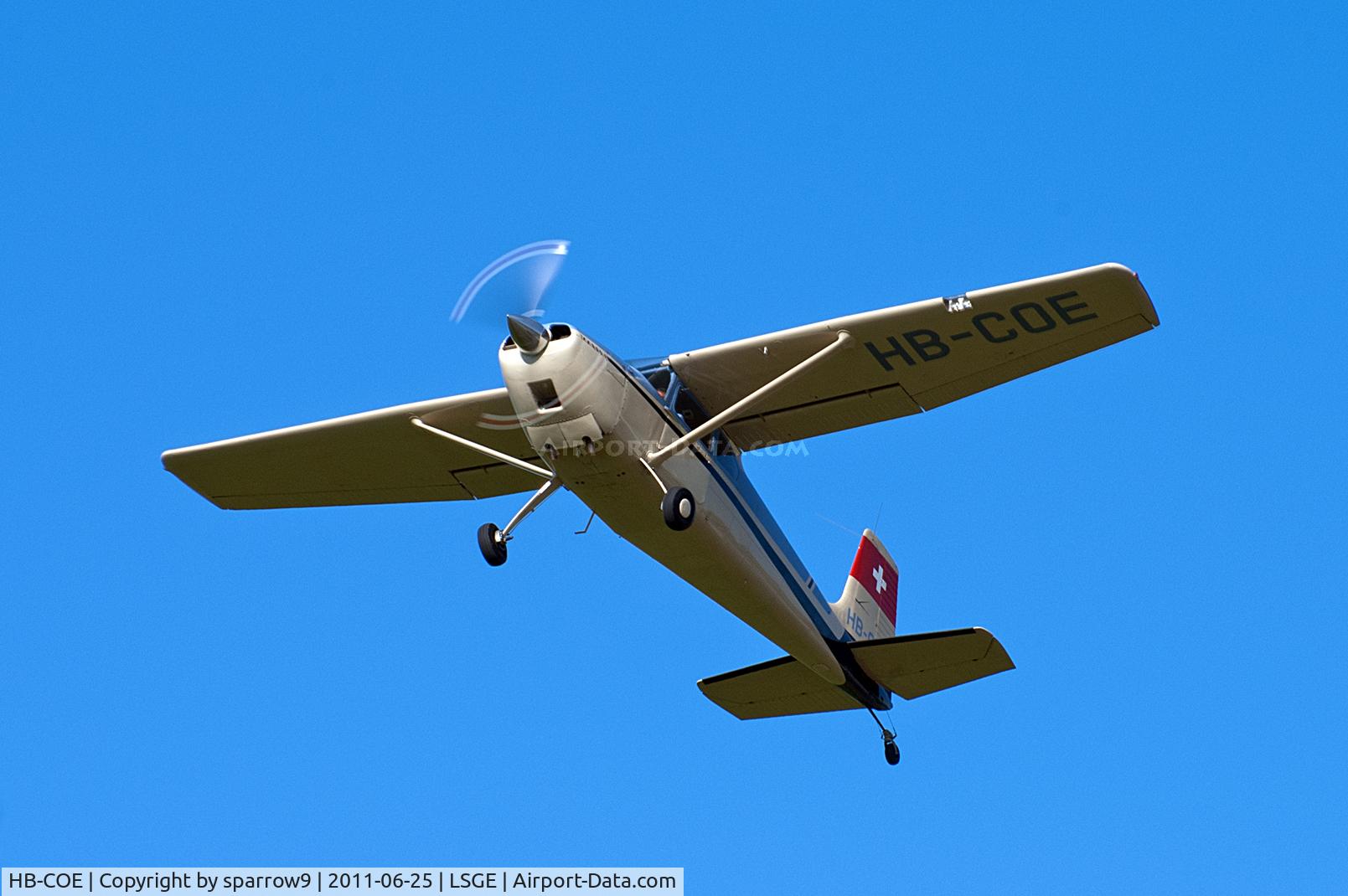 HB-COE, 1953 Cessna 180 C/N 30465, taking-off after a fly-in