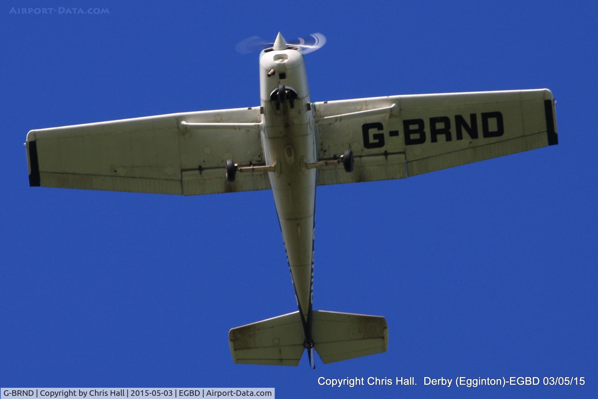 G-BRND, 1979 Cessna 152 C/N 152-83776, overhead Derby airfield