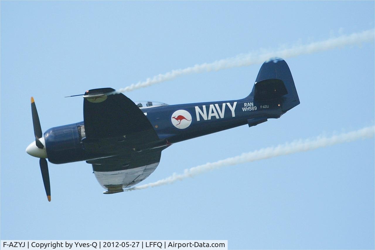 F-AZYJ, Hawker Sea Fury FB.11 C/N 41H-636335, Hawker Sea Fury FB MK11, La Ferté Alais Airfield (LFFQ) Air Show in may 2012