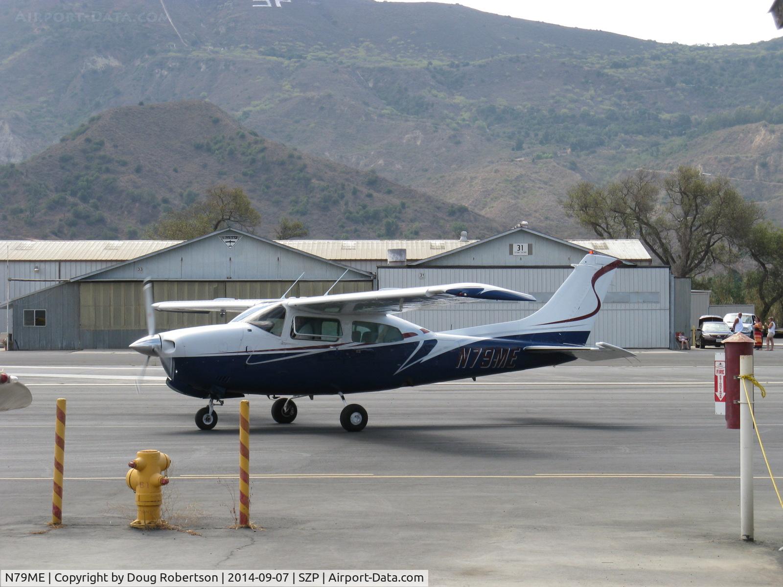 N79ME, 1979 Cessna T210N Turbo Centurion C/N 21063269, 1979 Cessna T210N TURBO CENTURION II, Continental TSIO-520R 310 Hp, clearing taxi turn for departure Rwy 22. SZP a no-tower airport.