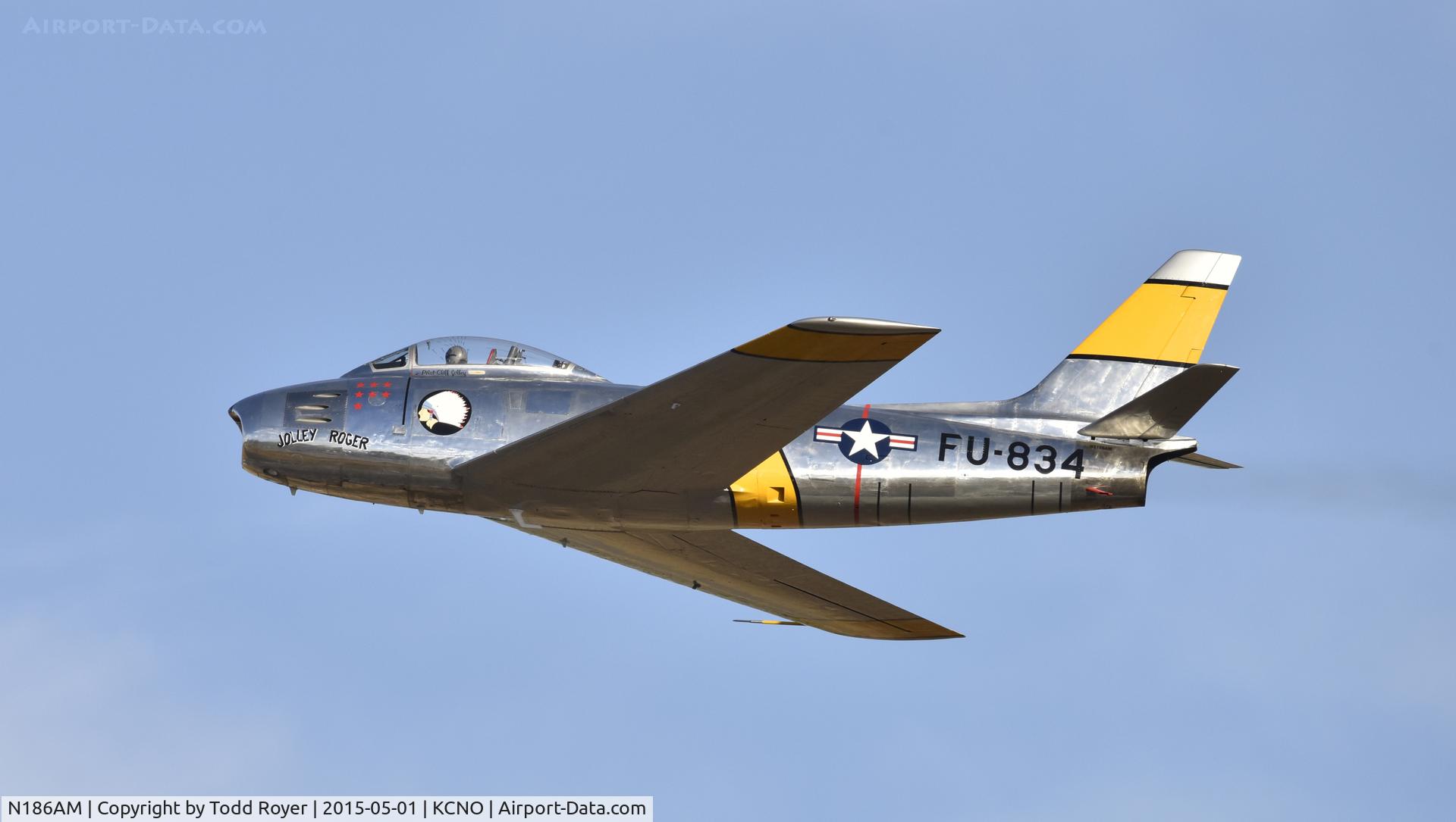 N186AM, 1952 North American F-86F Sabre C/N 191-708, Flying at the 2015 Planes of Fame Airshow