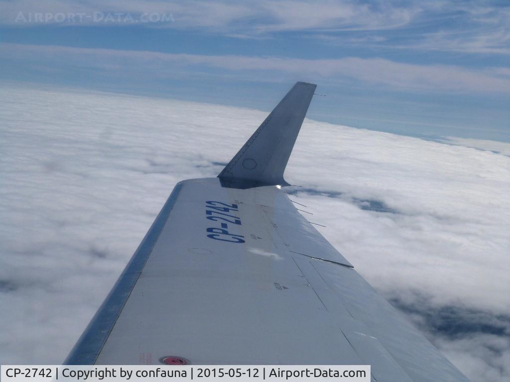 CP-2742, 1997 Bombardier CRJ-200LR (CL-600-2B19) C/N 7195, Flying over clouds from SLVR to SLSU