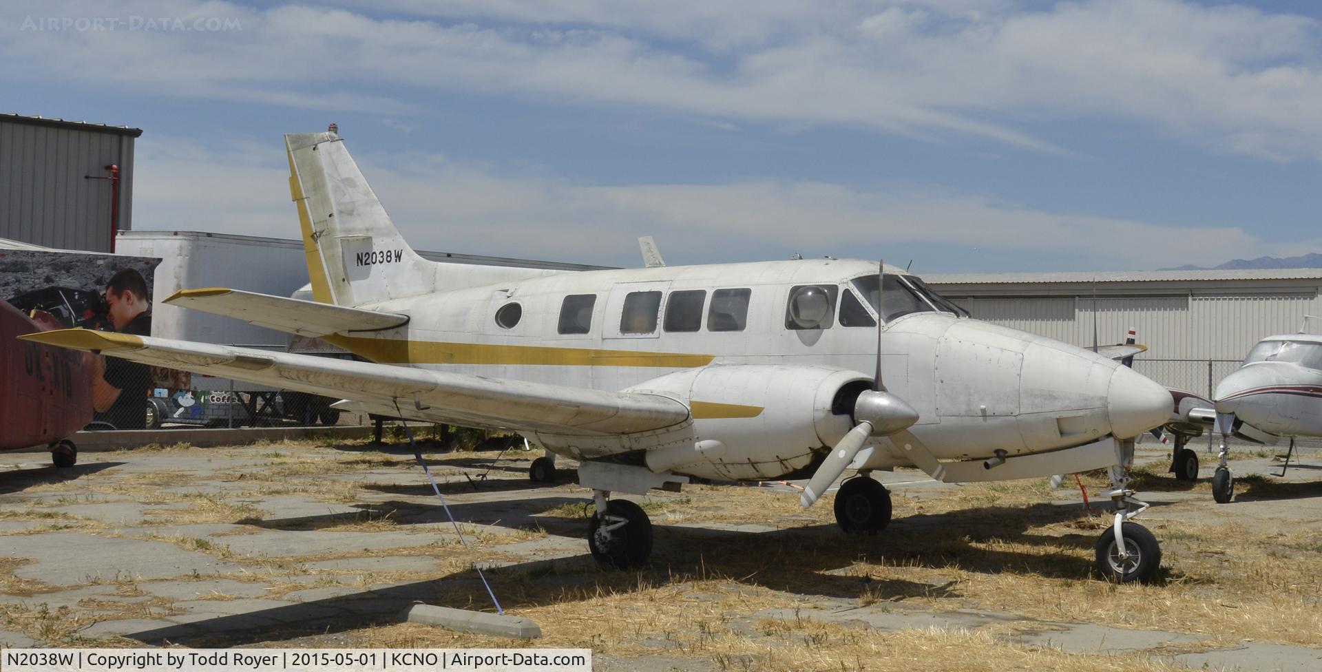 N2038W, 1973 Beech 65-B80 Queen Air C/N LD-459, Parked at Chino