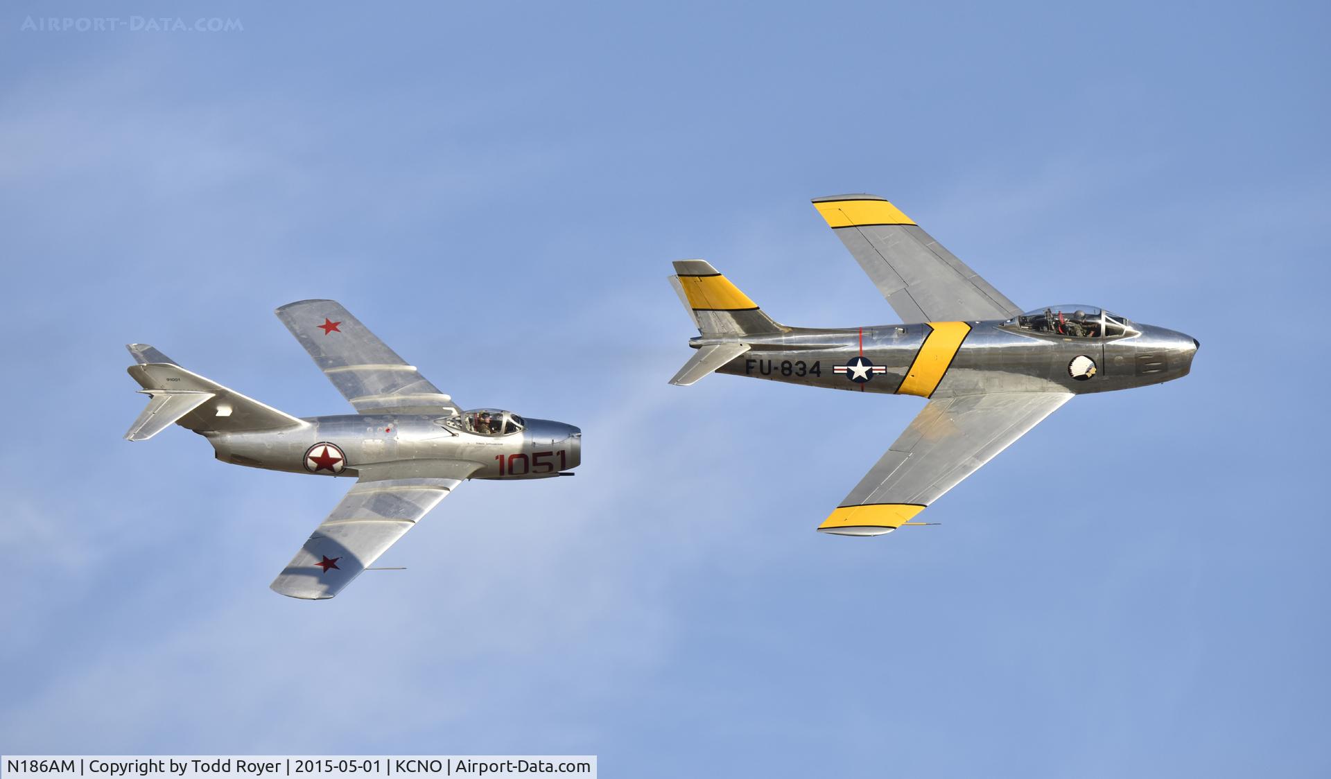 N186AM, 1952 North American F-86F Sabre C/N 191-708, Flying at the 2015 Planes of Fame Airshow
