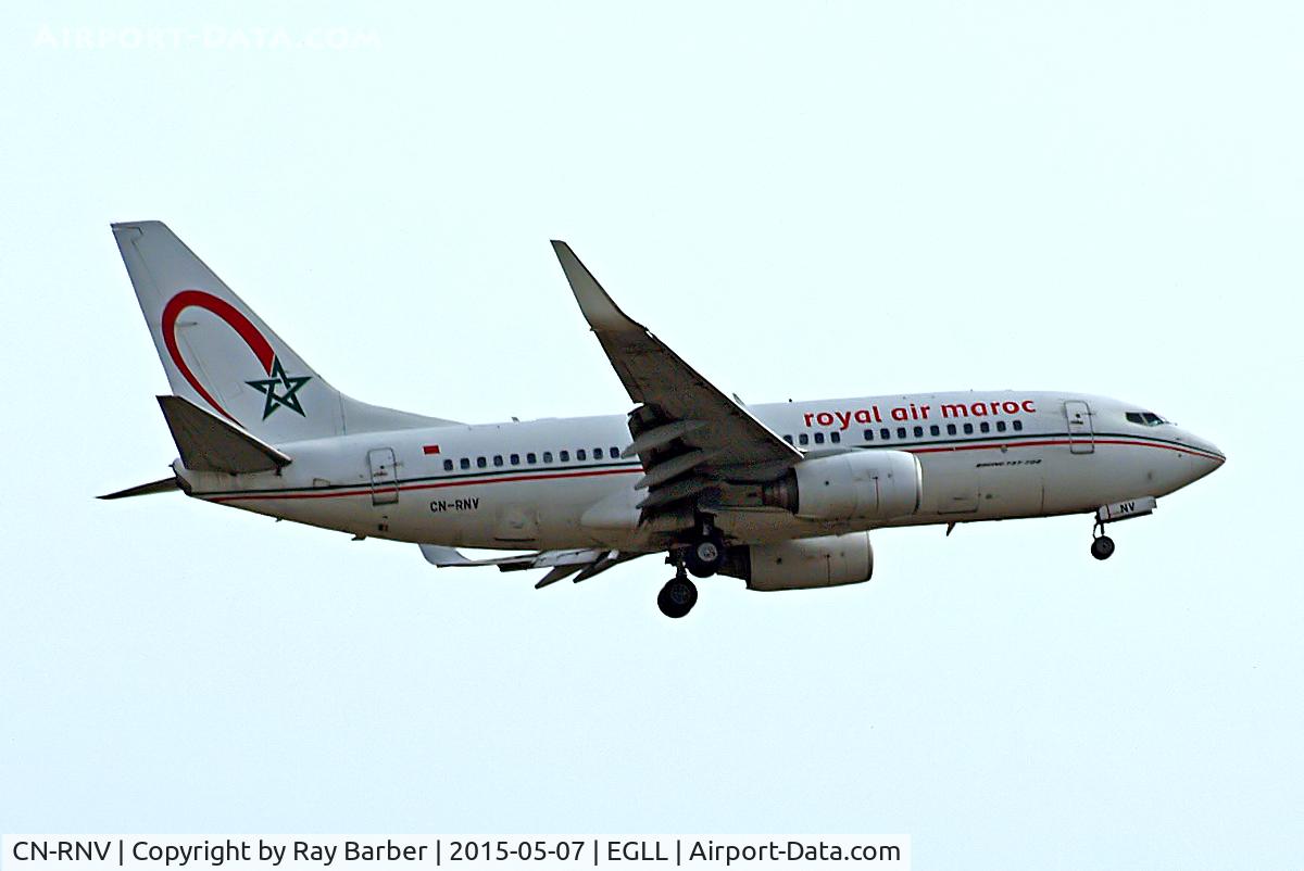 CN-RNV, 2002 Boeing 737-7B6 C/N 28988, Boeing 737-7B6 [28988] (Royal Air Maroc) Home~G 07/05/2015. On approach 27L.