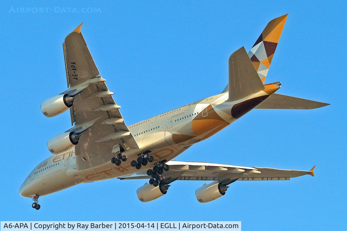 A6-APA, 2014 Airbus A380-861 C/N 166, Airbus A380-861 [166] (Etihad Airways) Home~G 14/04/2015. On approach 27R.