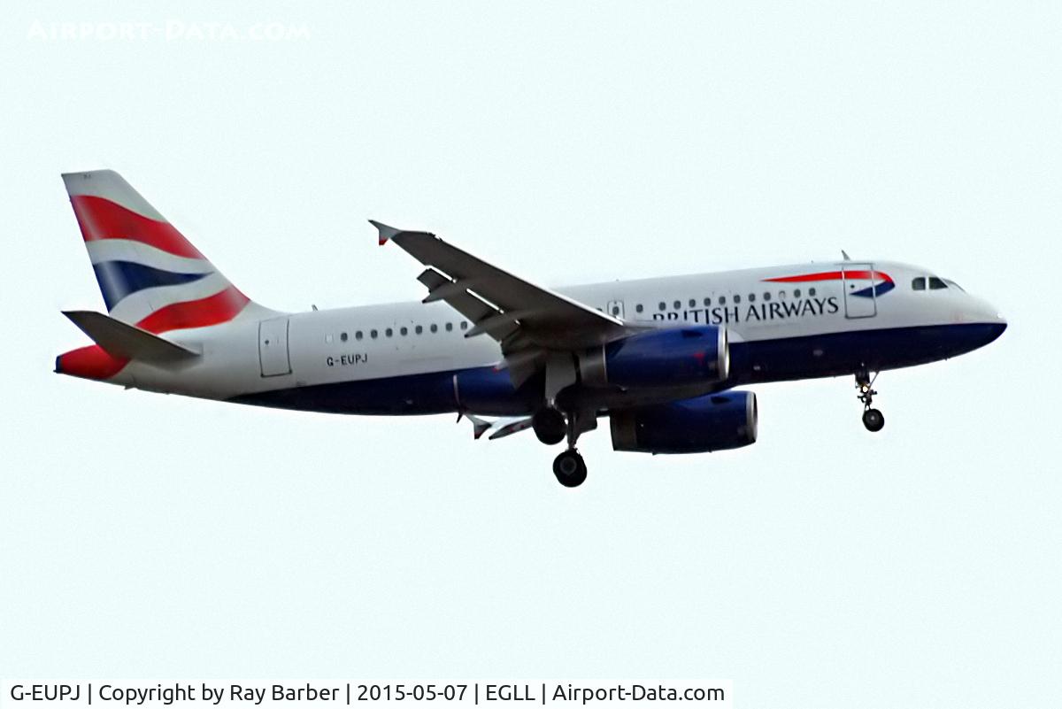 G-EUPJ, 2000 Airbus A319-131 C/N 1232, G-EUPJ   Airbus A319-131 [1232] (British Airways) Heathrow~G 07/05/2015. On approach 27L.