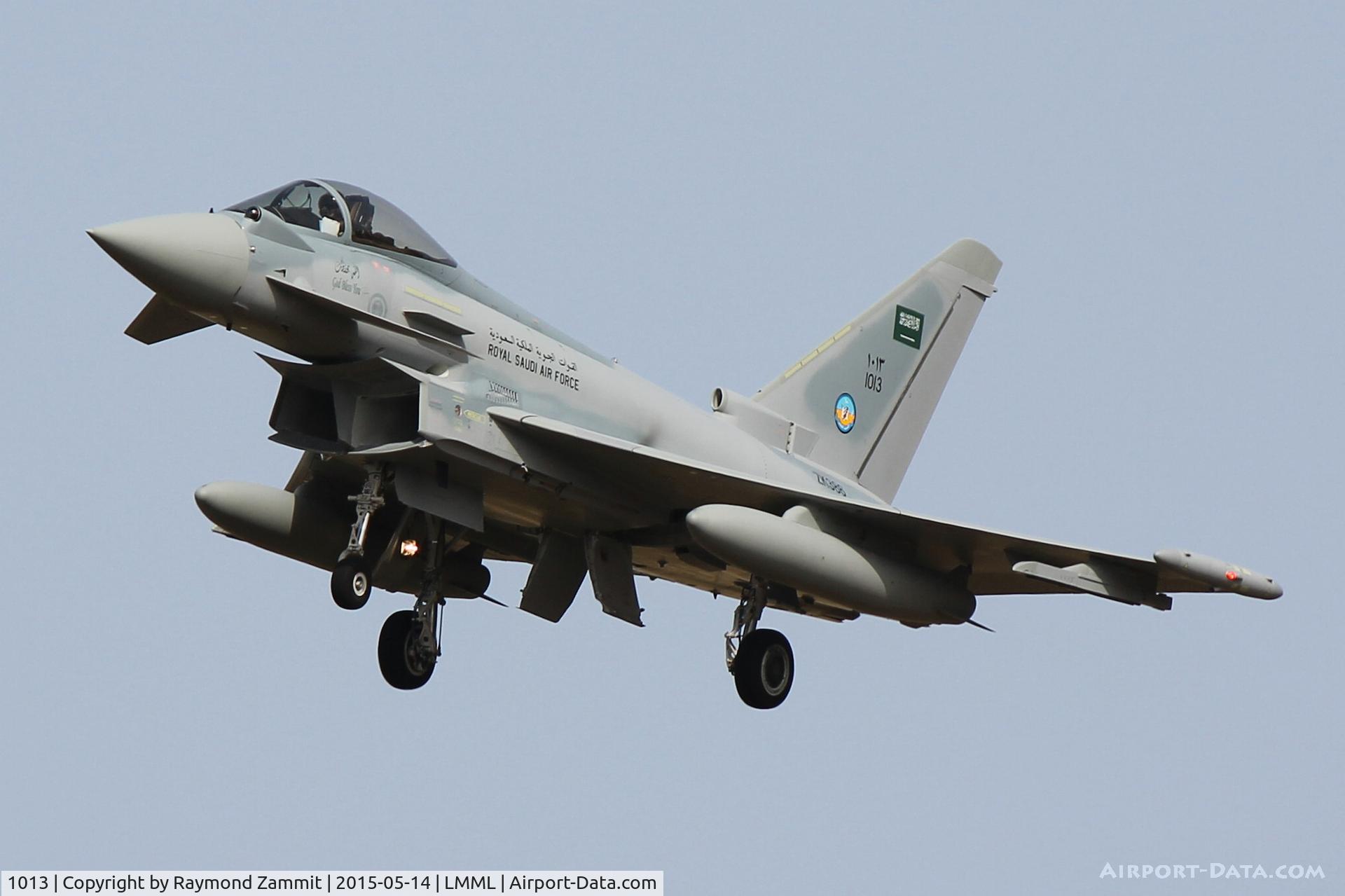 1013, 2015 Eurofighter EF-2000 Typhoon C/N 387/CS023, Eurofighter Typhoon 1013(ZK386) of Royal Saudi Air Force landing in Malta during delivery flight.
