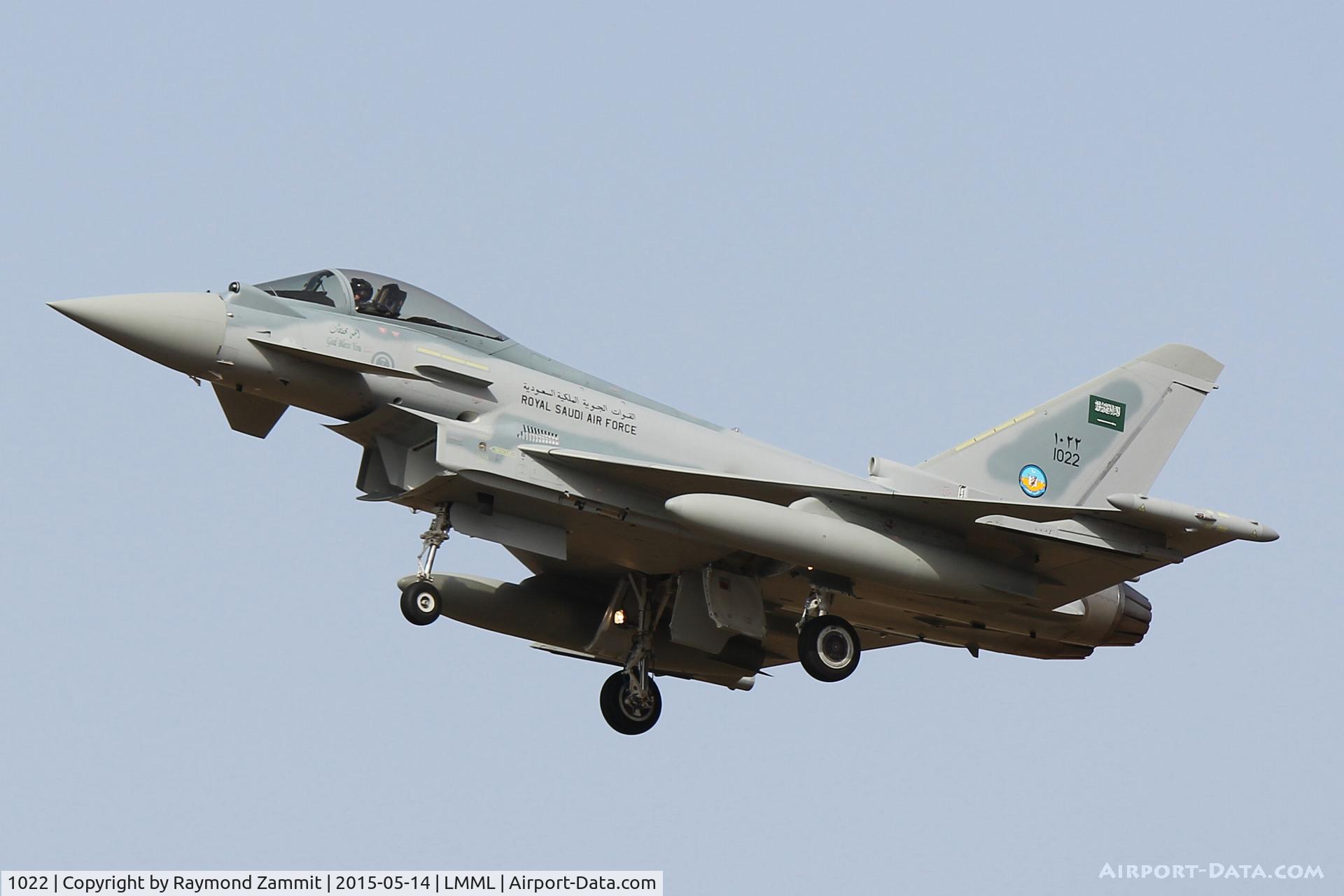 1022, 2015 Eurofighter EF-2000 Typhoon C/N 419/CS028, Eurofighter EF-2000 Typhoon 1022(ZK393) of Roya Saudi Air Force landing in Malta during delivery flight.